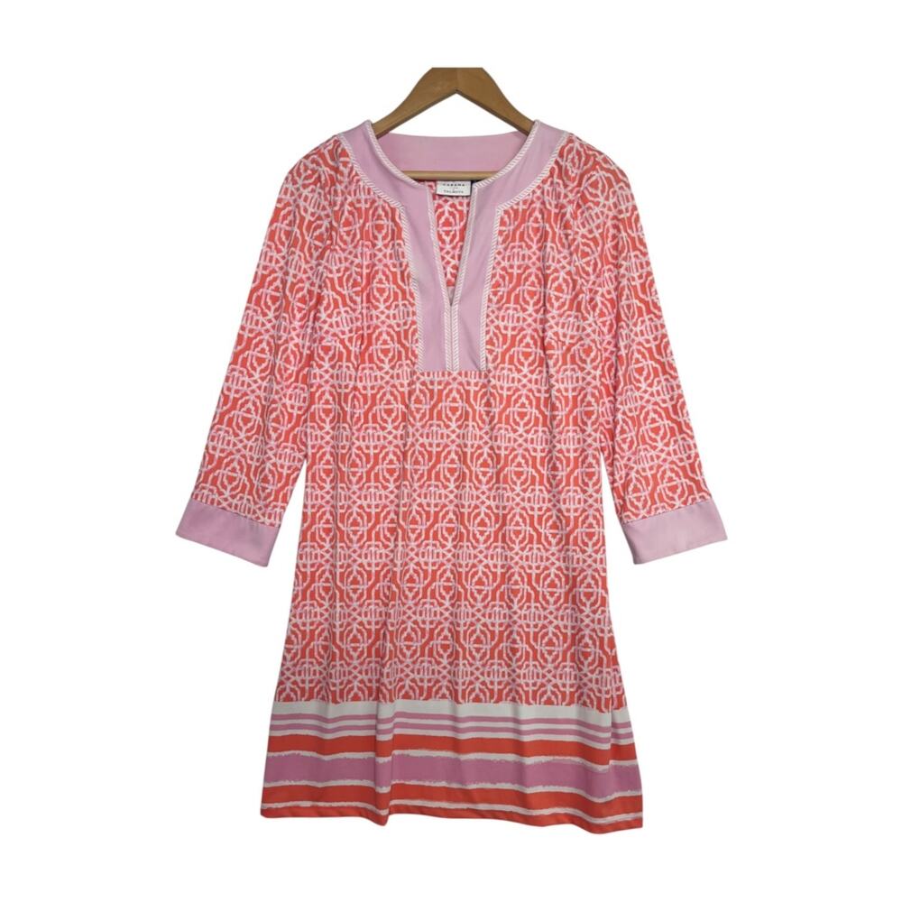 Cabana Life X Talbots Dress Womens Medium Coral Pink Geometric Beach UPF Resort